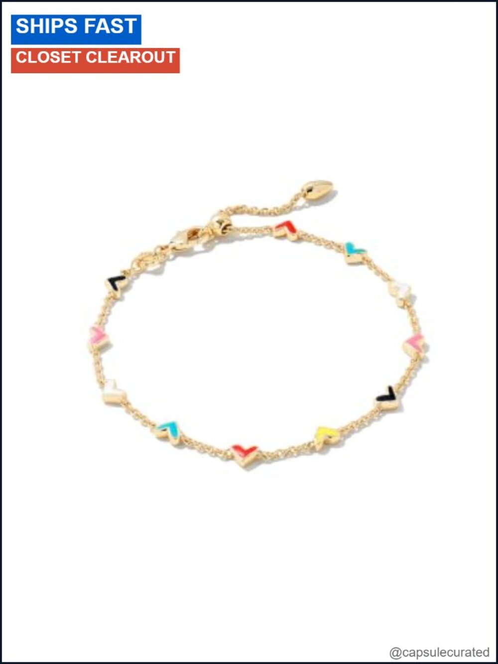 Gold Plated Heart Chain Bracelet Adjustable Lobster Clasp Gift